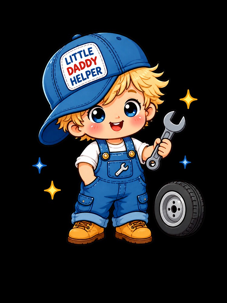 Little Daddy Helper Mechanic Boy Cute Kawaii Toddler Mechanic Design by HiPatti