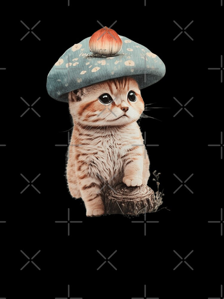 Cute kitty cat with hat Mushroom lovers kitty by Sisi Design⭐⭐⭐⭐⭐