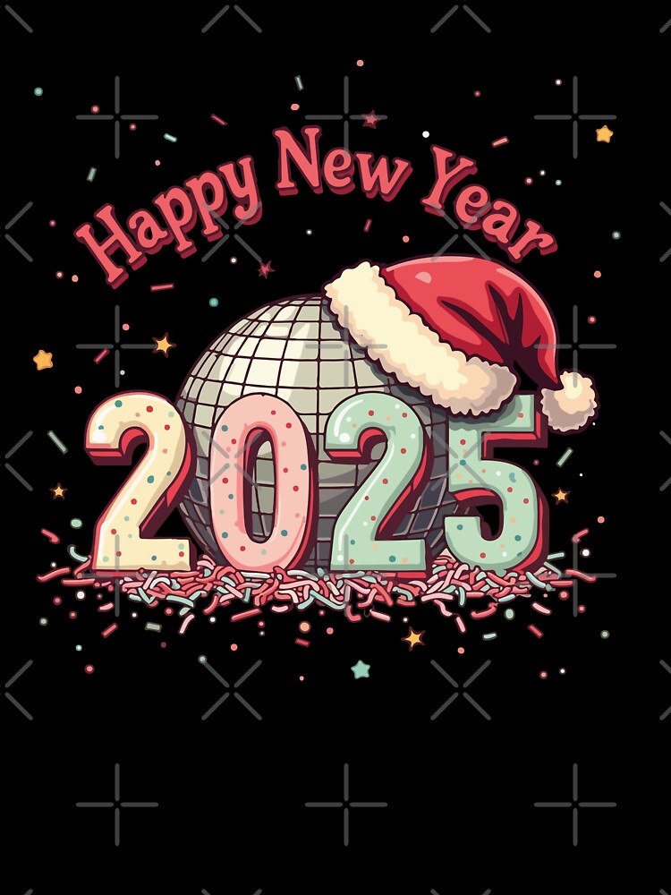 New Year 2025 Disco Ball with Santa Hat – Festive Celebration Design by Krasnovaovaova