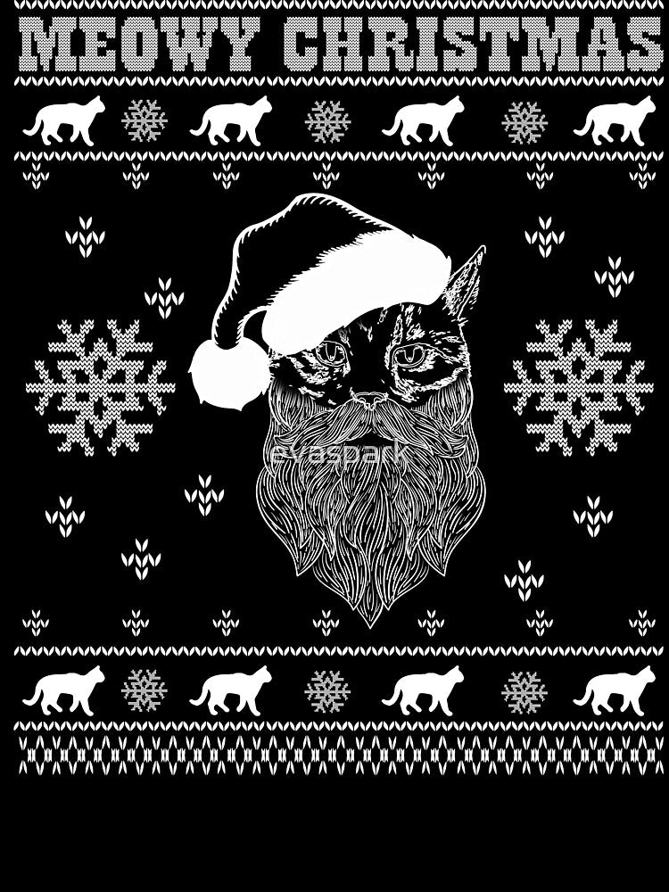 Cat Kitten Meowy Christmas Ugly Sweater T-Shirt by evaspark