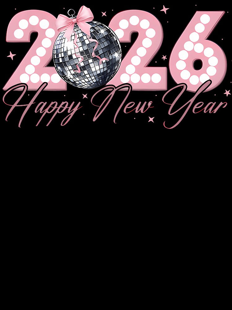 New Year 2026 Family Disco Ball Girl Pink Coquette Bow Party by LavetaCatherine