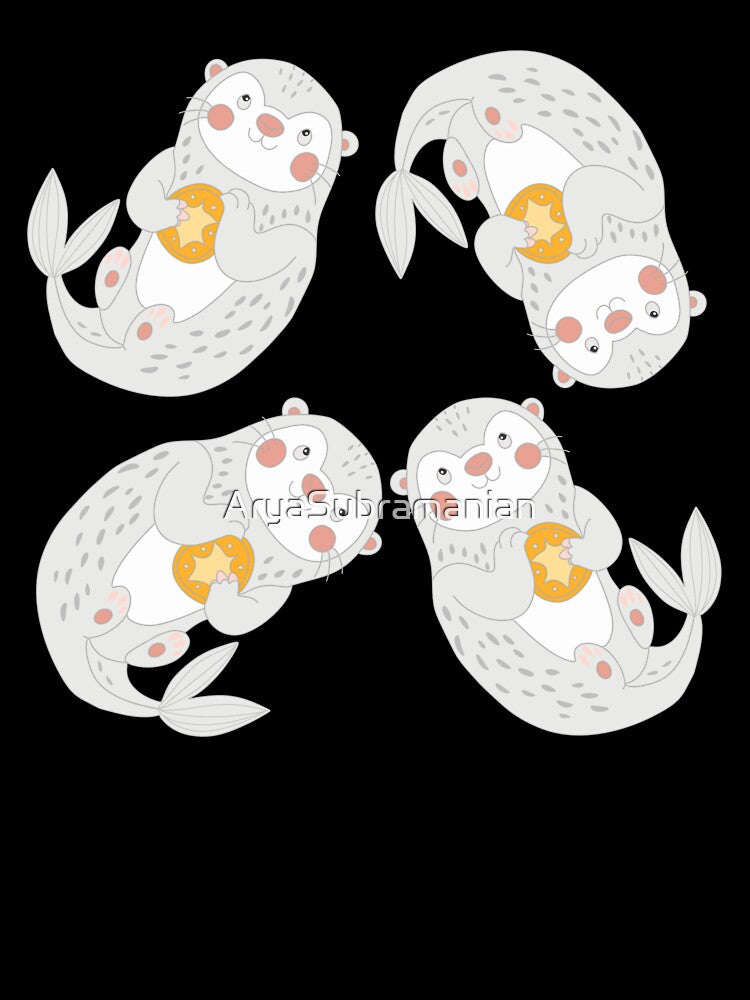 Cute Sea Otter Christmas Illustrated Pattern by AryaSubramanian