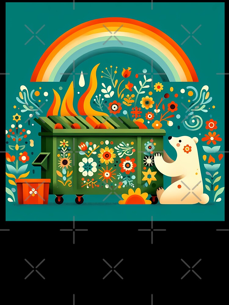 Polar Bear Rainbow Dumpster Garden - Scandinavian Folk Art by heidiannemorris © by FOLK ART FUSION