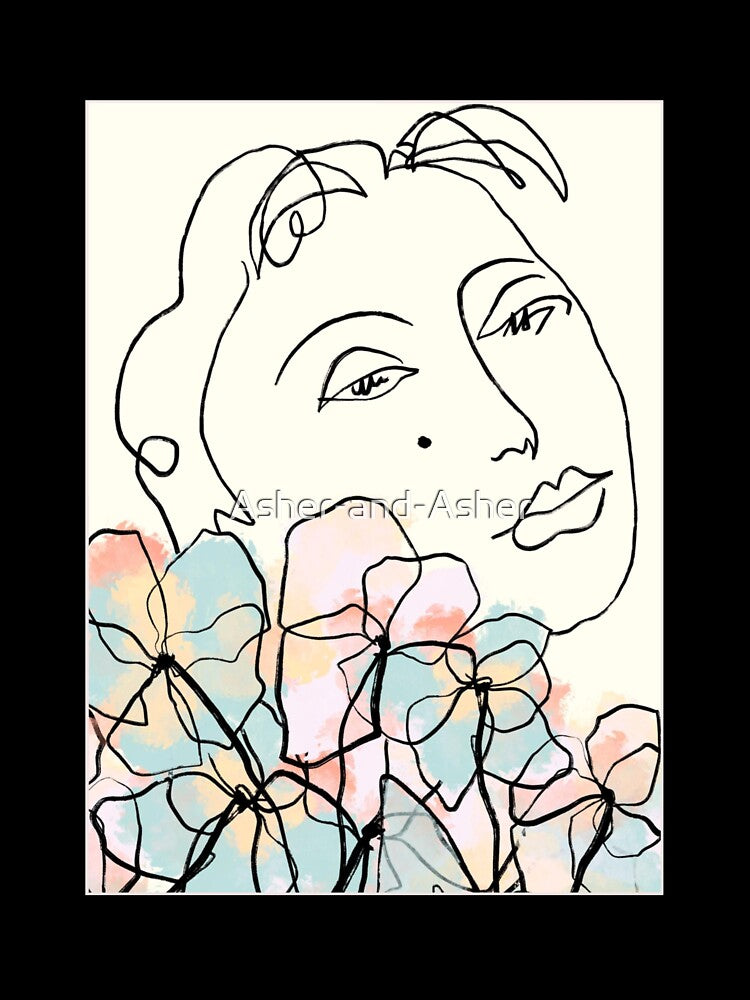 Matisse Line Art - Woman with Flowers - Darkacademia by Asher-and-Asher