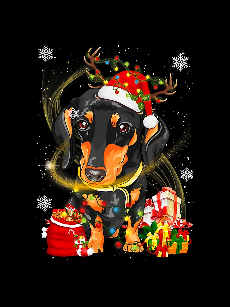 Dachshund Dog Reindeer Santa Christmas by deanba81741