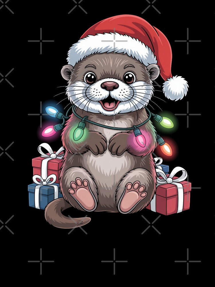 Santa Otter Wrapped in Lights Christmas by Gogetgiggles