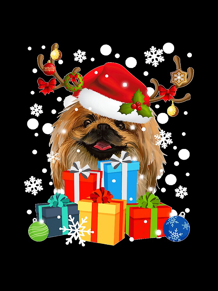 Pekingese Dog Reindeer Christmas by linhchau98