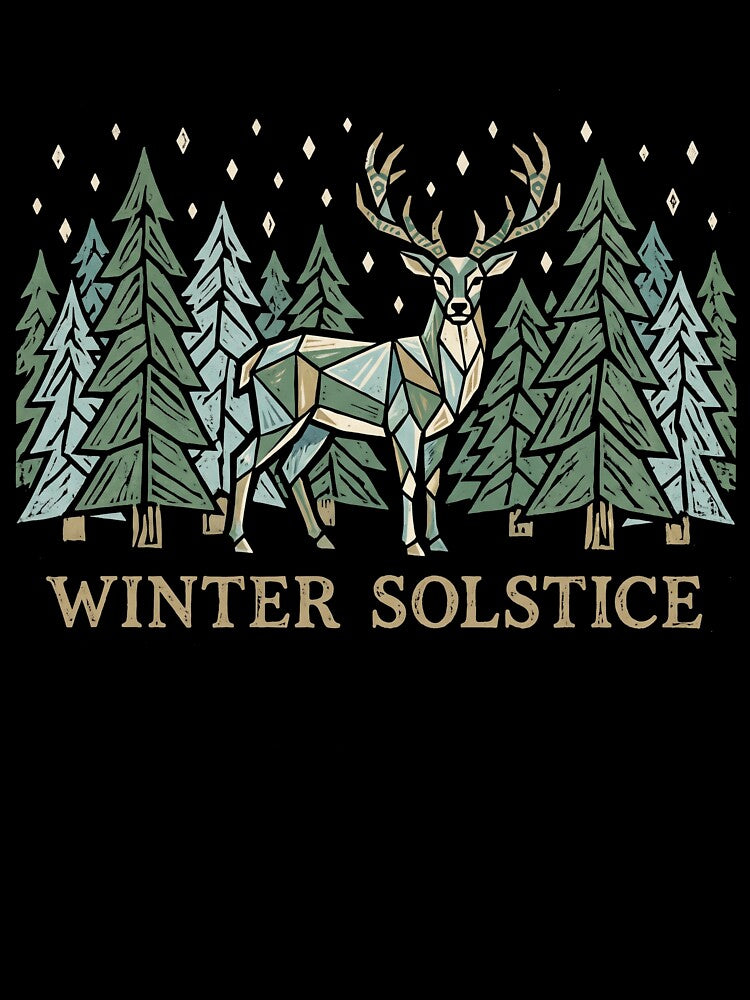 Winter Solstice Geometric Stag Pine Forest Woodland Nature by TeNovaStudio ⭐⭐⭐⭐⭐