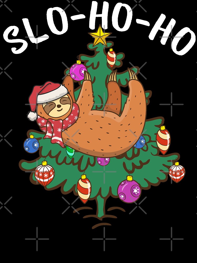 Funny Santa Sloth On Christmas Tree Slo Ho Ho Merry Sloth Xmas To You! by alenaz