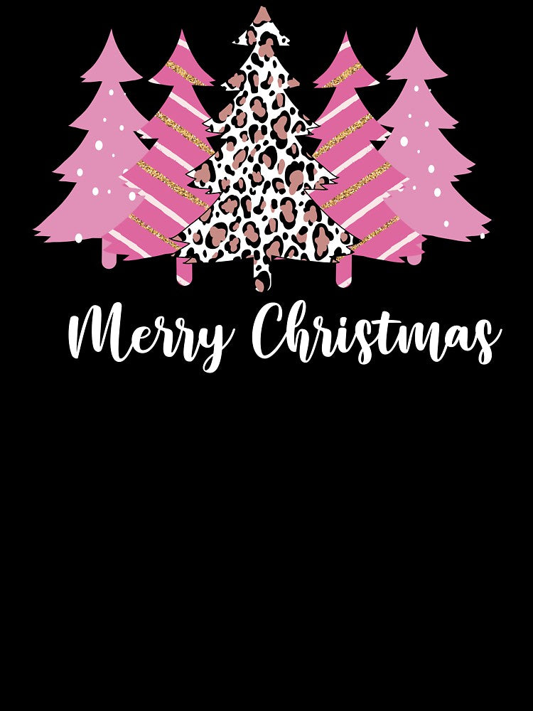 Pink Christmas Tree Shirt Womens Christmas Gift Merry And Bright Holiday Winter by LessIsLoud