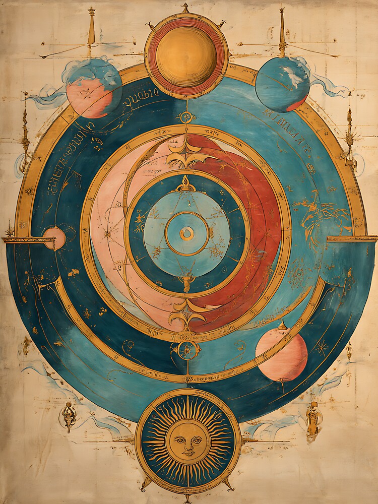 Dark Academia Aesthetic: Scholarly Antique Astronomical Diagram by bapupa