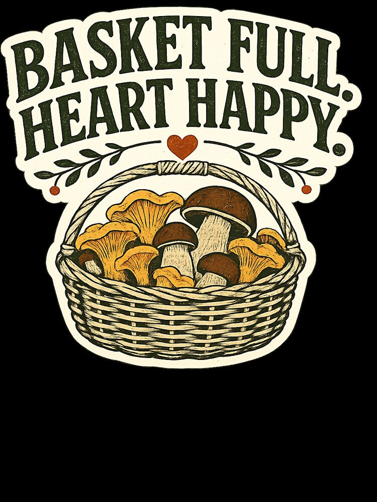 Vintage Mushroom Foraging Basket Illustration by OddHobbyClub
