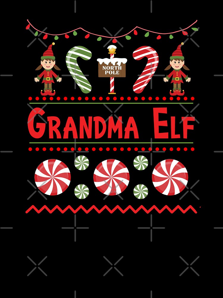 Grandma Elf Ugly Sweater Christmas Elf Design by SpiritWestDesig