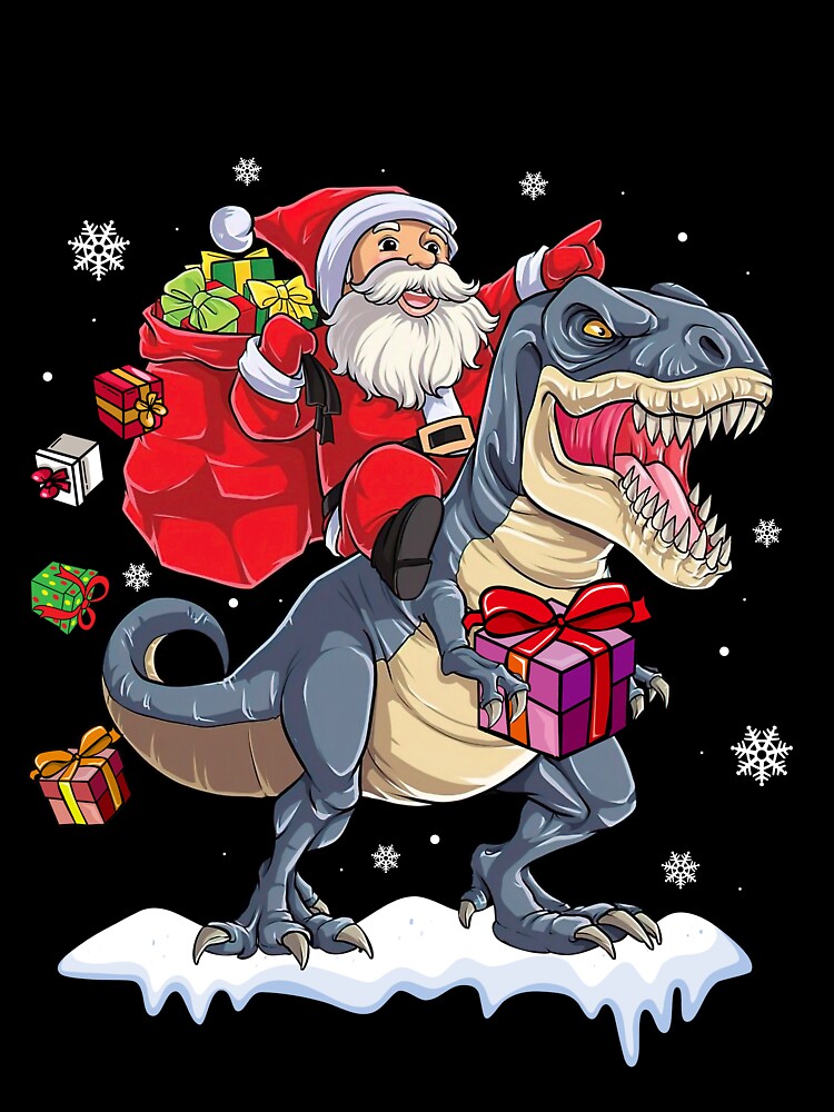 Funny Santa Riding Dinosaur Christmas Design For Little Boys Kids by KennediWitting