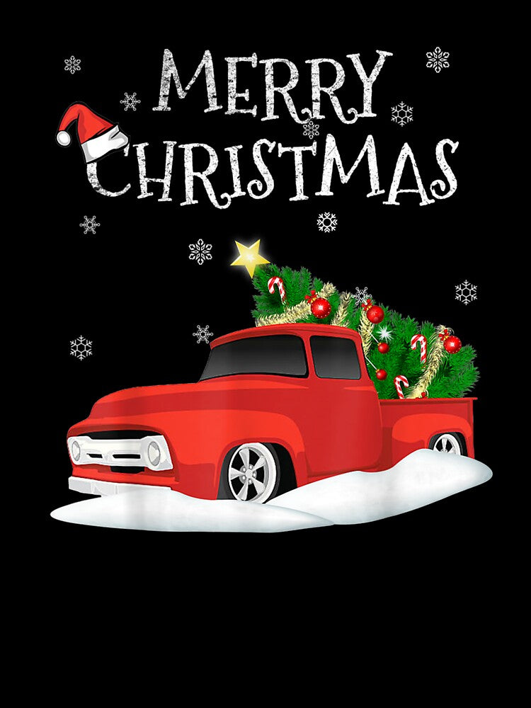 Red Vintage Truck Retro Christmas Tree Pickup by lishakaren