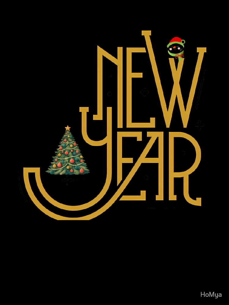 GOLDEN NEW YEAR 2026 - Luxury Gold Foil Typography with Christmas Tree & Snowman - Festive Minimalist by HoMya
