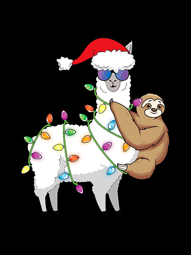 Santa Llama Funny Llama Sloth Christmas by SkyCloudBlue