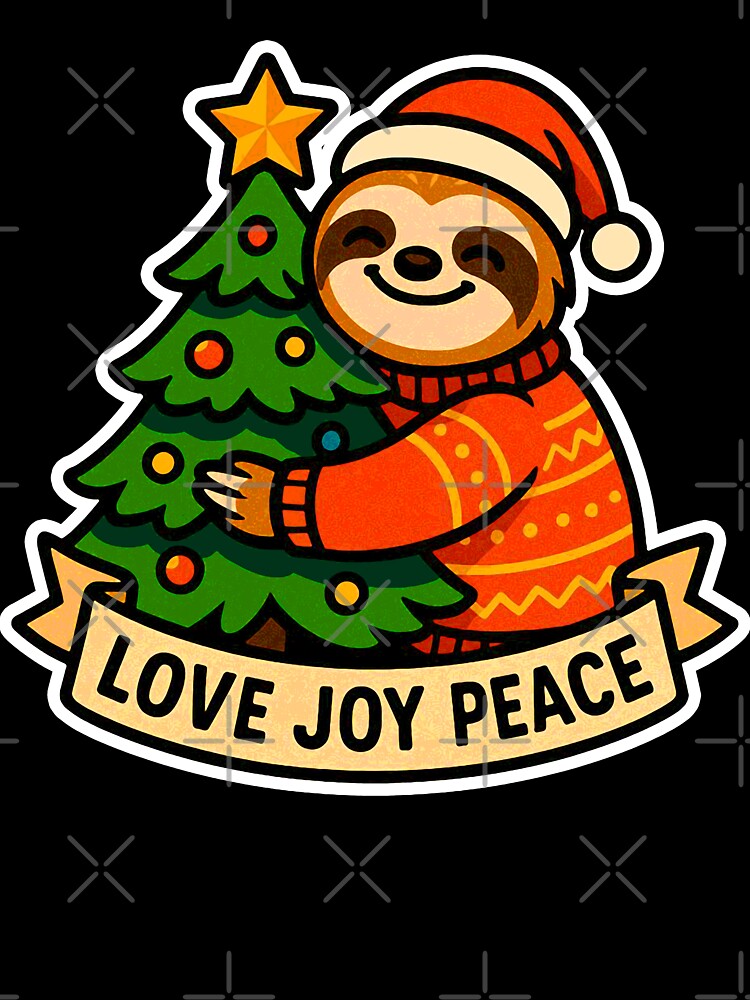 Love Joy Peace Sloth Christmas Tree by plushism