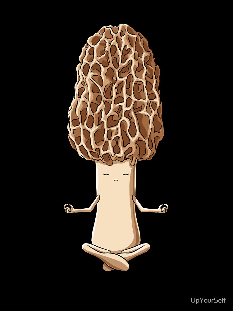 Funny Yoga Fungi Meditating Morel Mushroom by UpYourSelf