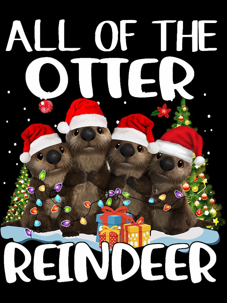 Funny Otter Reindeer Santa Hat Merry Xmas Amimal Lover Kids Toddlers by Locklyncham