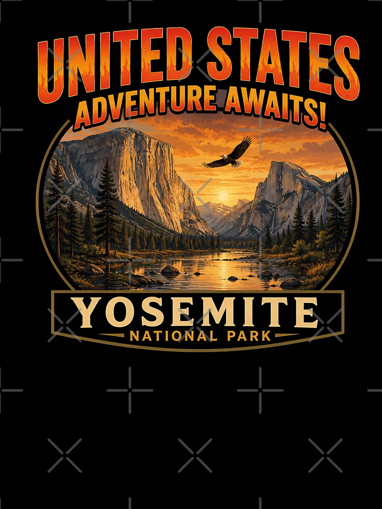 Yosemite National Park Vintage Sunset Adventure Retro Hiking Design by MerlinWear