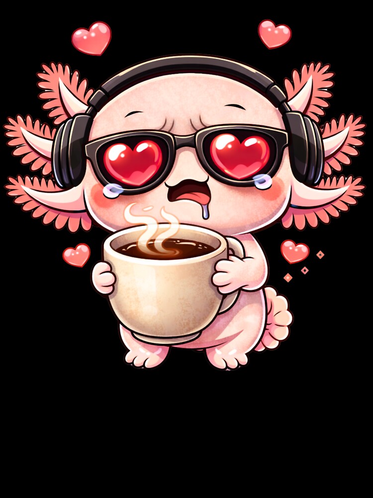 Coffee Zombie Axolotl – Cute Kawaii Sleepy Axolotl Coffee Lover Chibi Anime Design by ColorSplash123