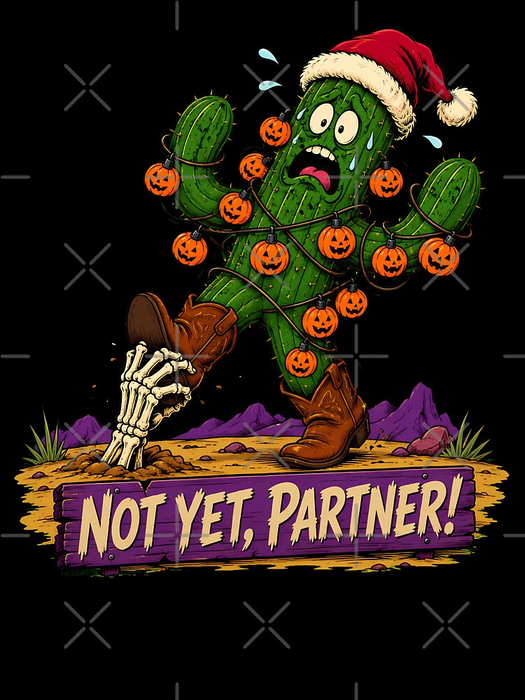 Funny Western Halloween Christmas Cactus Skeleton by chattsuede