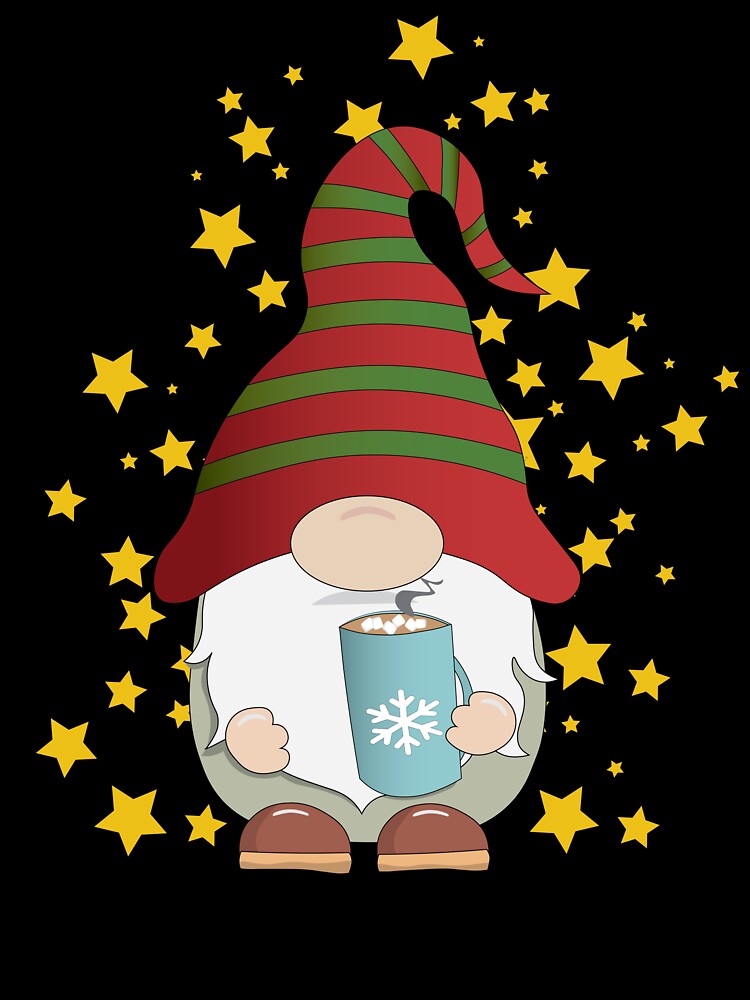 Cute Christmas Gnome drinking Hot Chocolate by atedesigns