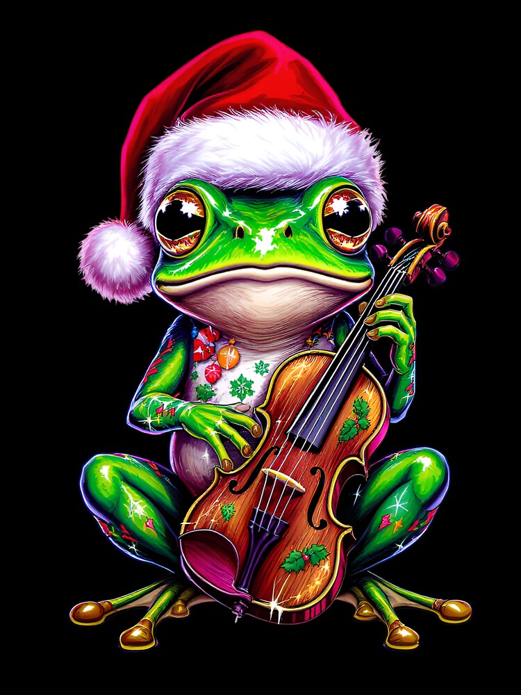 Ultra-Christmas Frog – Festive Musician | Cute Frog with Christmas Violin by ColorSplash123