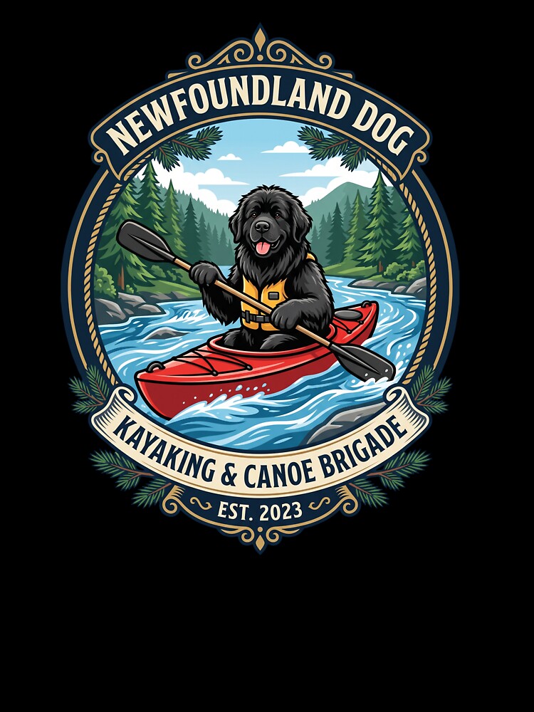 Newfoundland Dog Kayaking Canoe Brigade River Paddle by PictoVibe