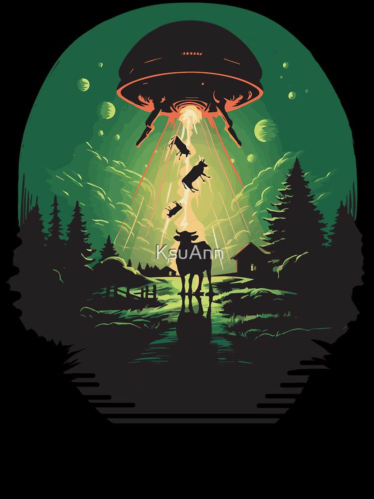 Funny UFO Aliens Cow Gifts Men Women Kids Funny Cow by KsuAnn