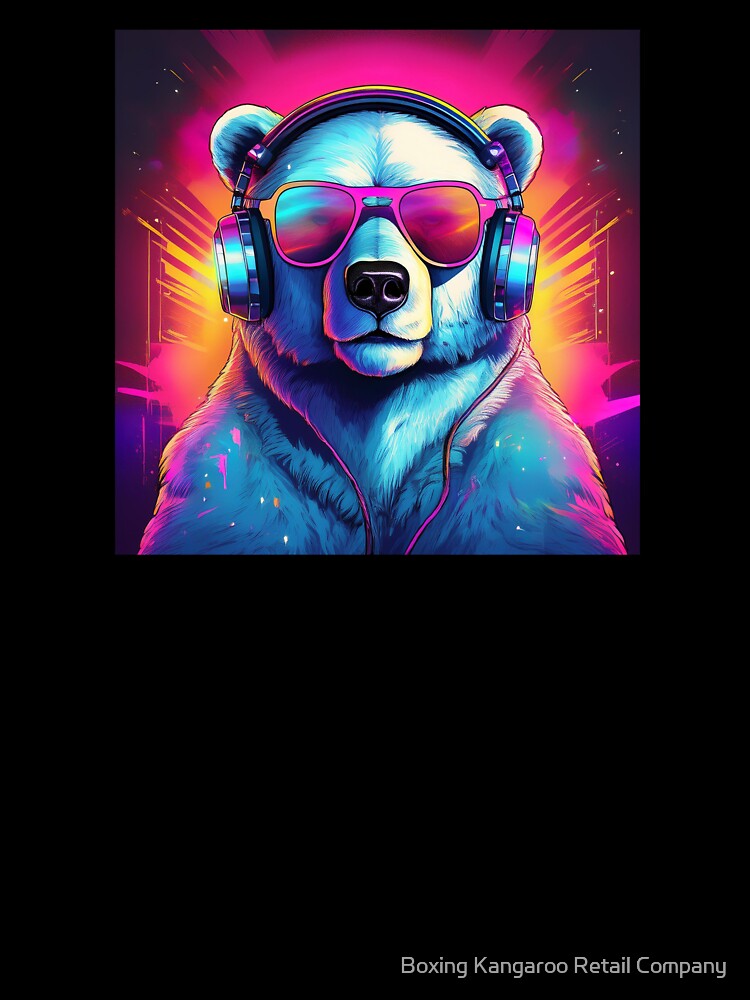 Polar Bear in Headphones and Shades Synthwave by Boxing Kangaroo Retail Company