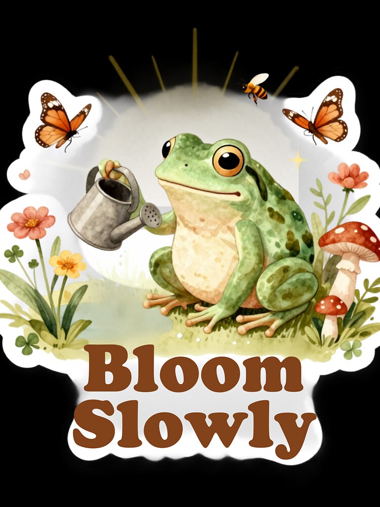 Bloom Slowly Frog Cottagecore Flower Garden Aesthetic by Cozy Chaos Studio Co