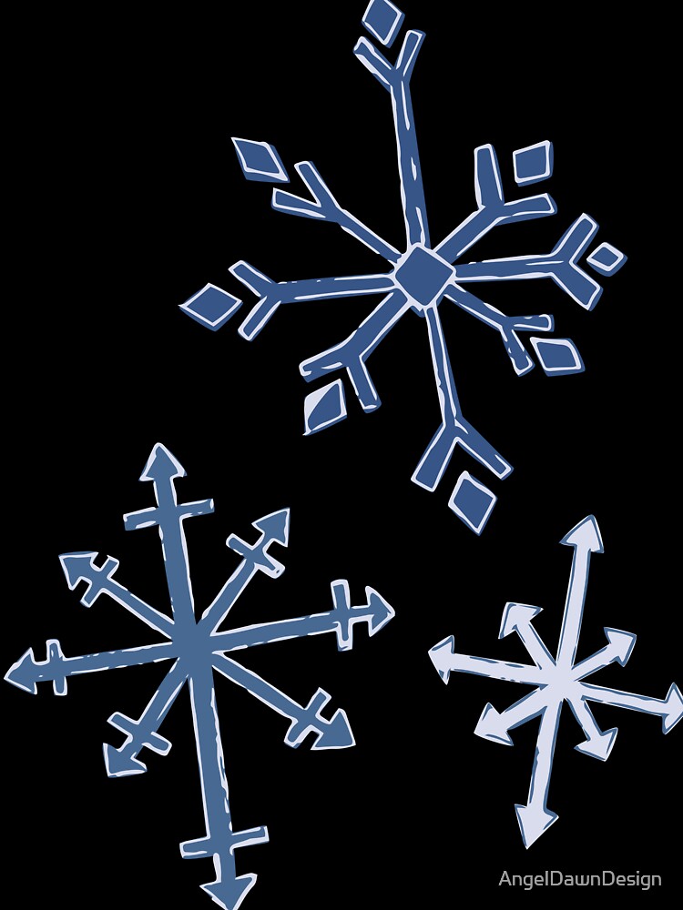 Trio of Large Blue Snowflakes, Winter Illustration by AngelDawnDesign