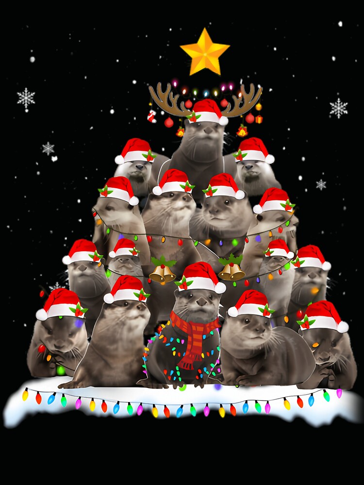 Otter Christmas Tree Otter Santa Merry Xmas by uibosnacep