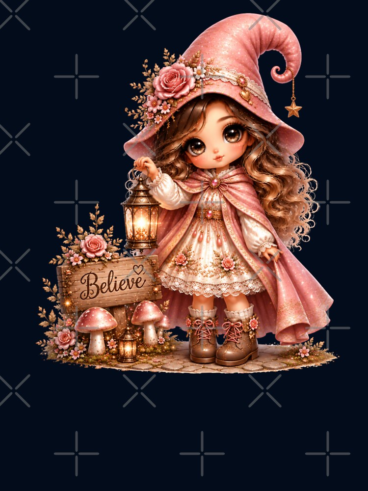 Believe in the Magic – Whimsical Pink Gnome Girl by MissDJLI