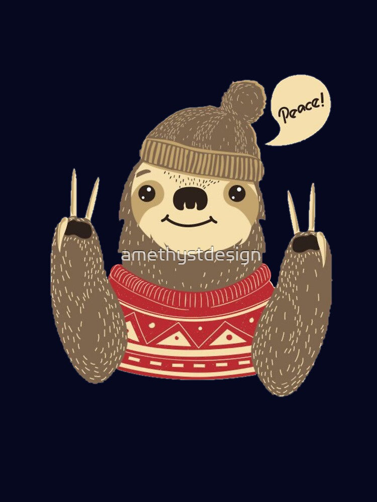 Peace Christmas Sloth Gift by amethystdesign