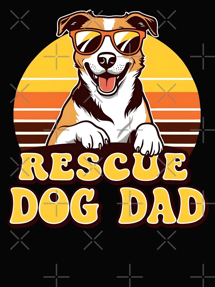 Dog Dad – Retro Sunset Dog Lover Design - Adopt don't shop by brindled