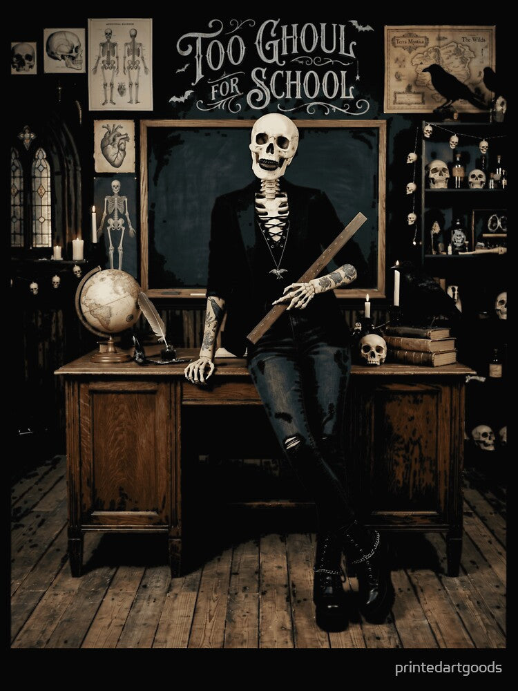 Too Ghoul For School Gothic Skeleton Teacher by printedartgoods