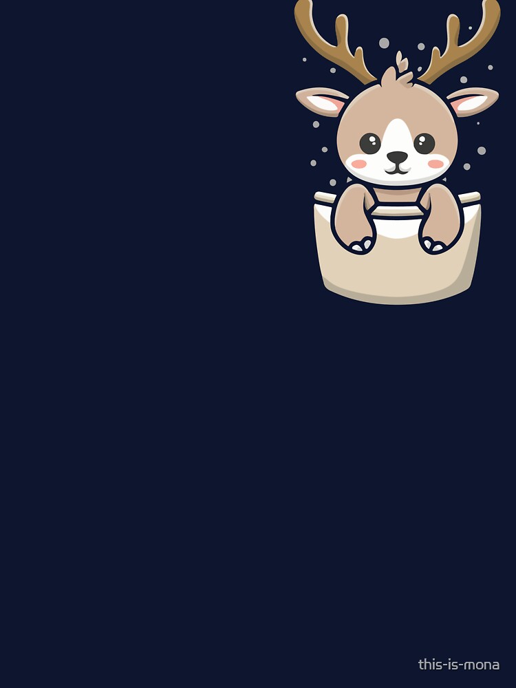 Cute baby reindeer in a pocket by this-is-mona