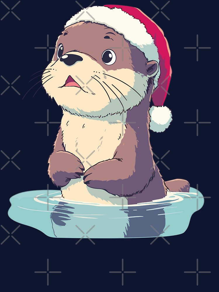 curious christmas otter by Lunaire Designs