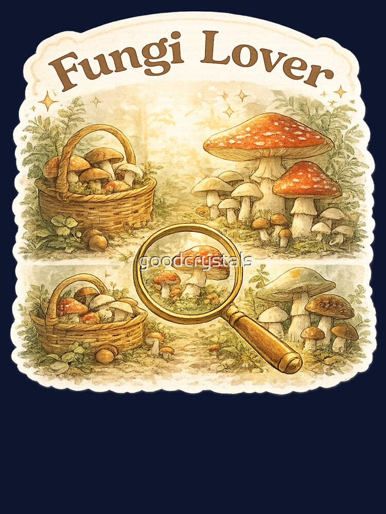 Fungi Lover Mushroom Foraging Whimsical Sticker Pack & Hoodie by goodcrystals