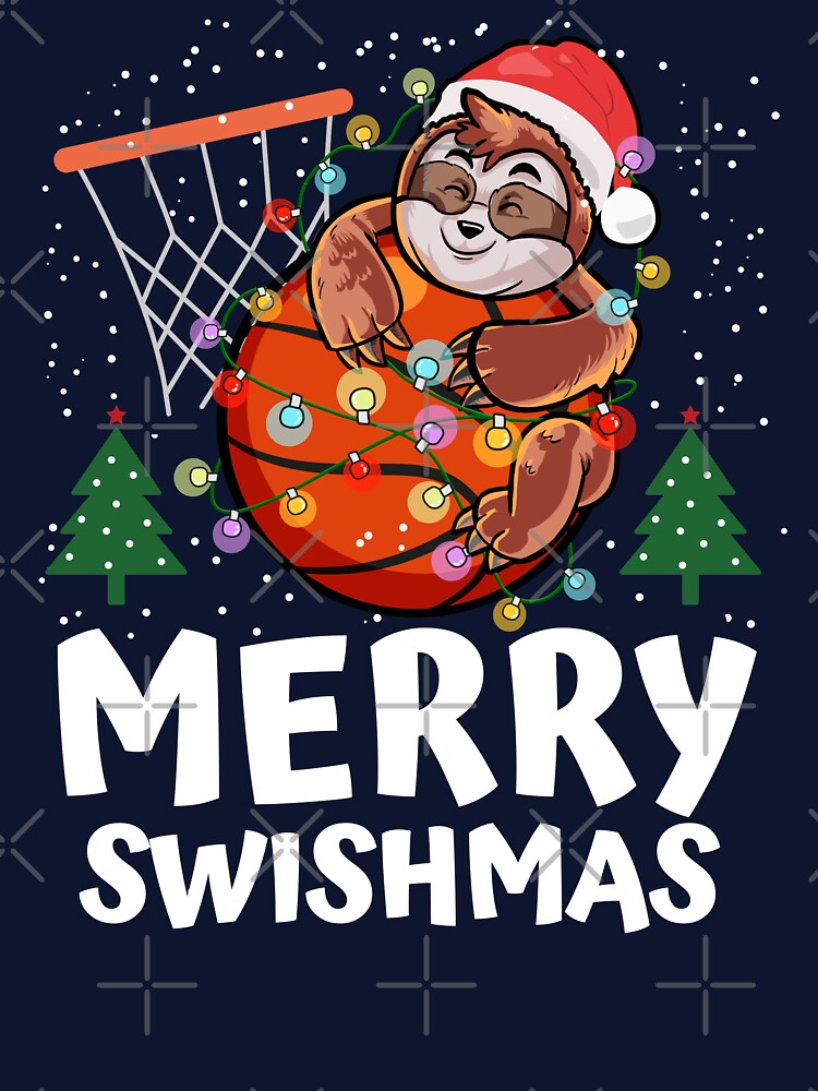 Merry Swishmas Cute Christmas Sloth for Basketball Player by NUMAcreations