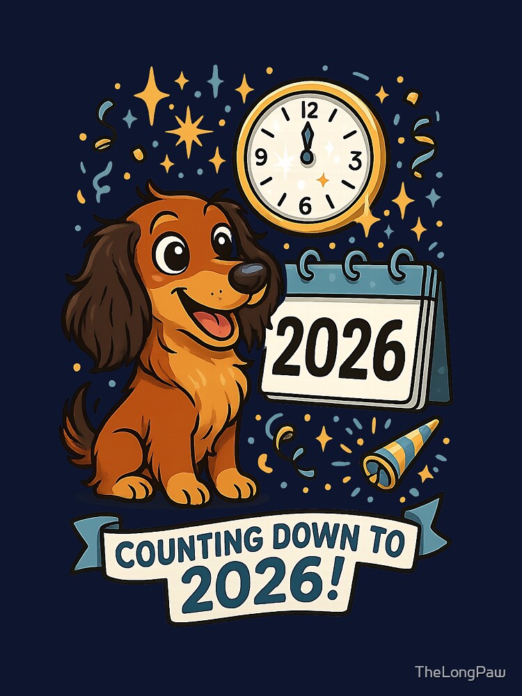 Counting Down to 2026 Dachshund – Cute New Year Sausage Dog Design by TheLongPaw