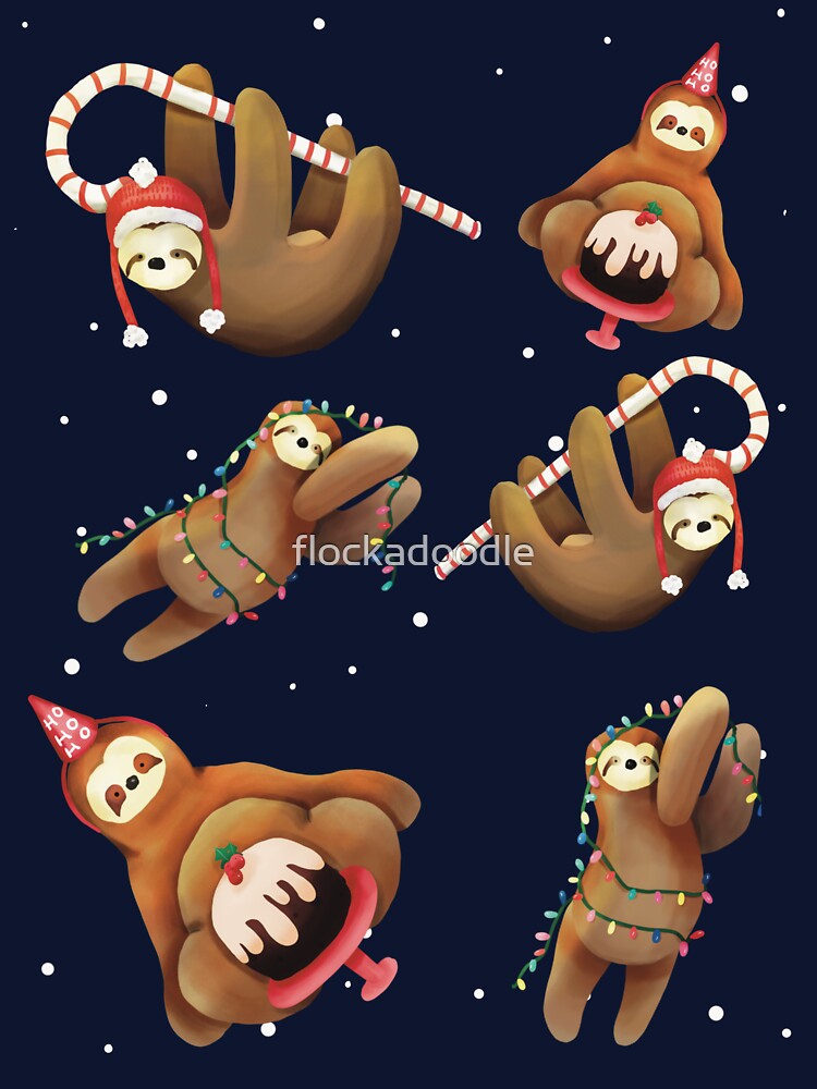 Sloth Xmas Party Time by flockadoodle