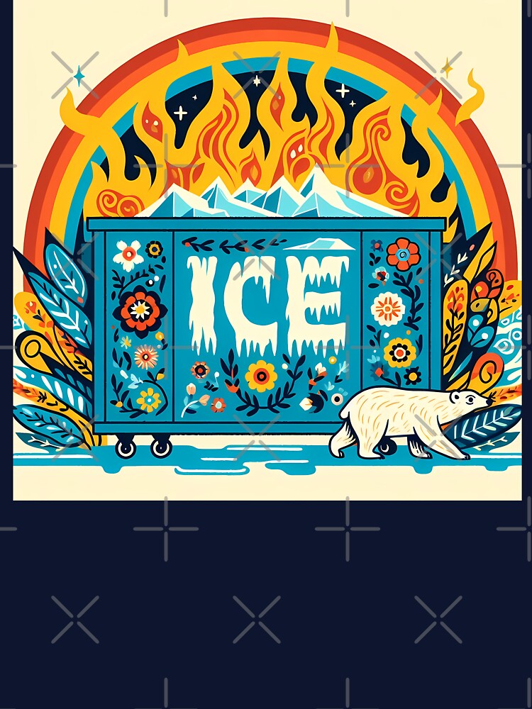 Ice Dumpster Polar Bear Fiery Frost - Scandinavian Folk Art by heidiannemorris © by FOLK ART FUSION