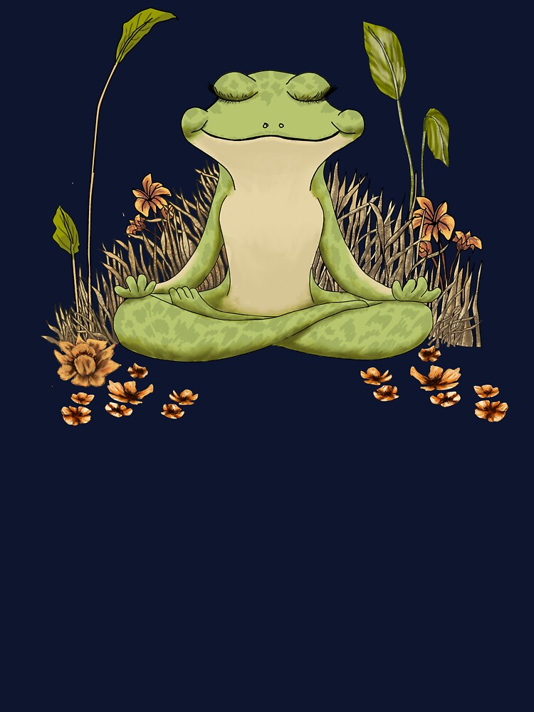 Cottagecore Meditating Frog - Zen Boho meditating Yoga Frog, Goblincore, Faeriecore, by Danicus666