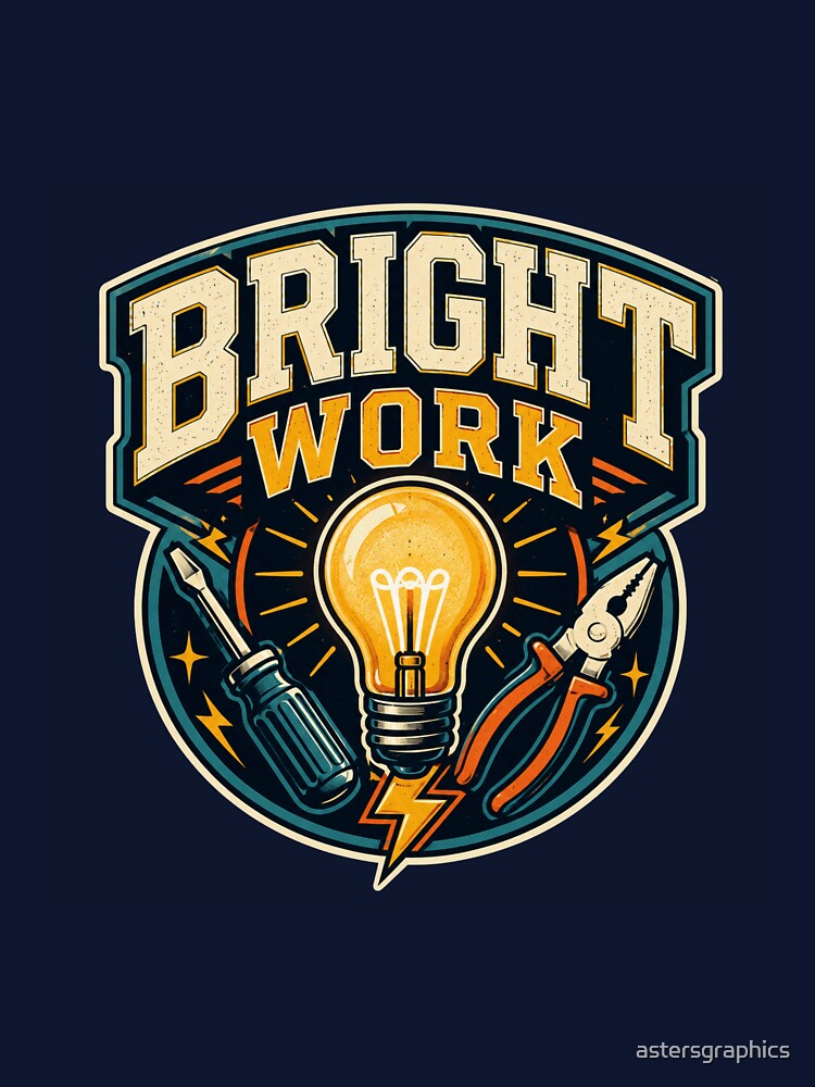 Electrician Gift – Bright Work Retro Light Bulb and Tools Design by astersgraphics