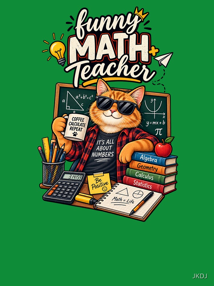Funny Math Teacher Cat Classroom Humor by JKDJ