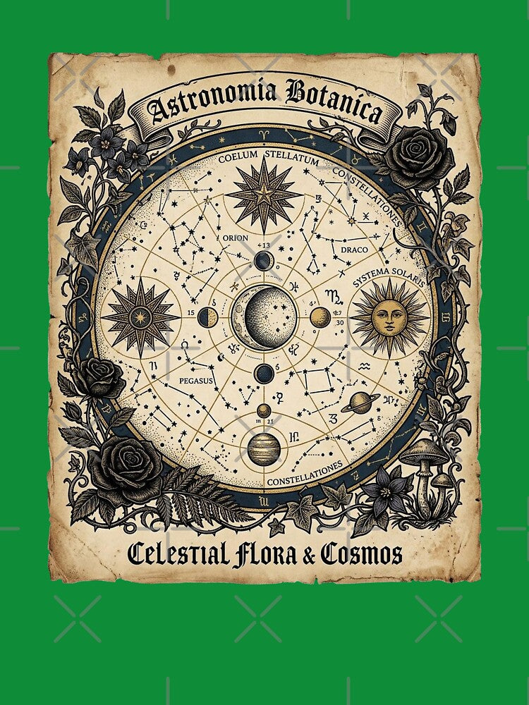 Dark Academia Botanical Celestial Map Vintage Science Illustration by BestCoolStuff